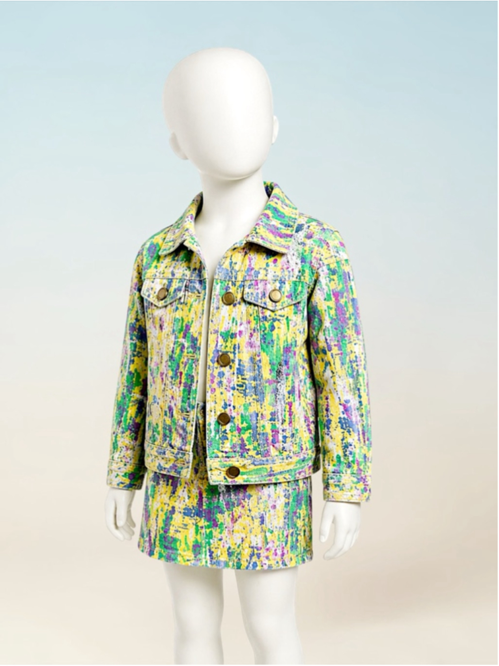 Distressed Colorful Girl’s Jacket & Skirt Set – Size 6X